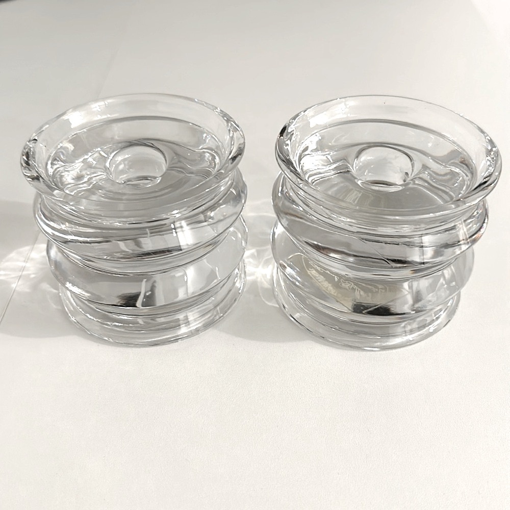 NWT 🕯️Royal Gallery 1998,“VNT” 24% Pair Lead Crystal Pillar Candle Holders